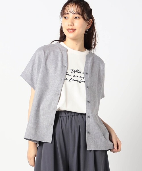 Grand PARK(グランドパーク)の「リネンライク 半袖シャツ(シャツ/ブラウス・レディース・グレー/チャコールグレー/ベージュ・FREE)」の1枚目の写真
