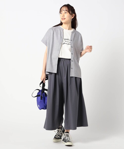 Grand PARK(グランドパーク)の「リネンライク 半袖シャツ(シャツ/ブラウス・レディース・グレー/チャコールグレー/ベージュ・FREE)」の5枚目の写真