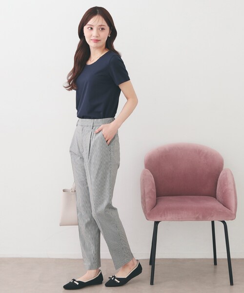 index（インデックス）の「Everyday！テーパードパンツ【洗濯機OK/吸水速乾/接触冷感/透け防止】《XS～LL/6col》（その他パンツ・レディース・オフホワイト/ネイビー系2/ネイビー/グレー系1/ライトグリーン/ブラック系1・38/36/34/03/02/44/42/40）」の7枚目の写真