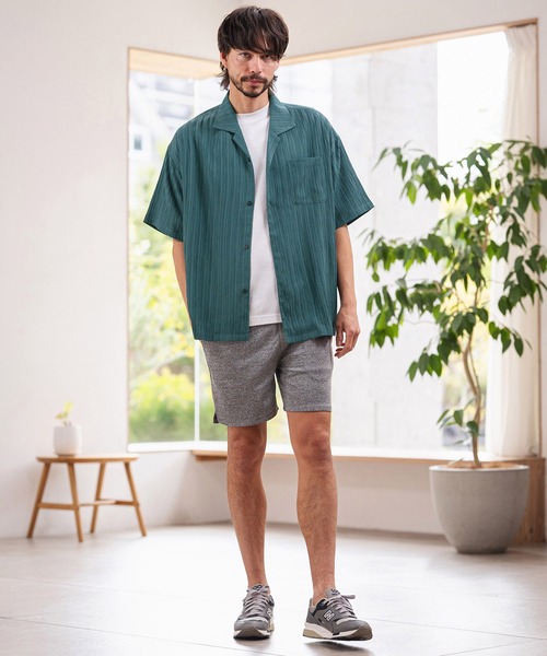 CAMBIO(カンビオ)の「mhs2621-Crinkle Fablic Open Collar Short Sleeve Shirts オープンカラー半袖シャツ(PF-261-019)(シャツ/ブラウス・メンズ・ナチュラル/ブルー/ブラック・M/L)」の8枚目の写真