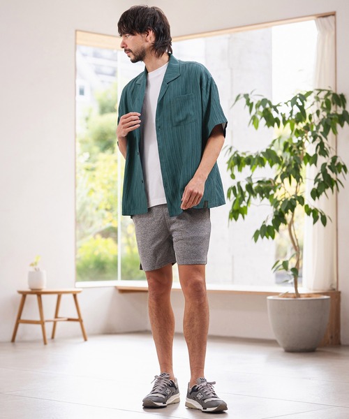CAMBIO(カンビオ)の「mhs2621-Crinkle Fablic Open Collar Short Sleeve Shirts オープンカラー半袖シャツ(PF-261-019)(シャツ/ブラウス・メンズ・ナチュラル/ブルー/ブラック・M/L)」の9枚目の写真