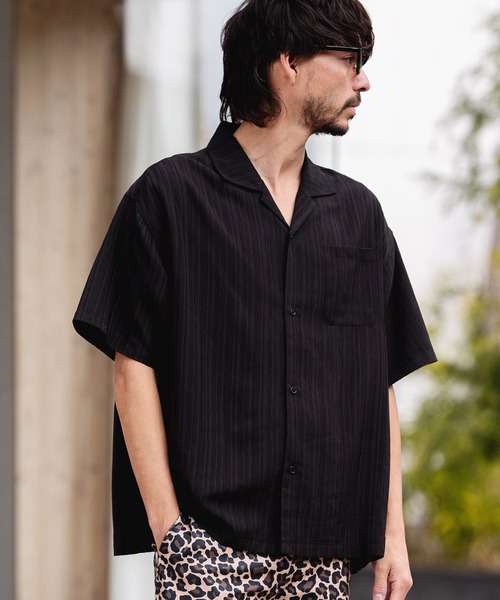 CAMBIO(カンビオ)の「mhs2621-Crinkle Fablic Open Collar Short Sleeve Shirts オープンカラー半袖シャツ(PF-261-019)(シャツ/ブラウス・メンズ・ナチュラル/ブルー/ブラック・M/L)」の11枚目の写真