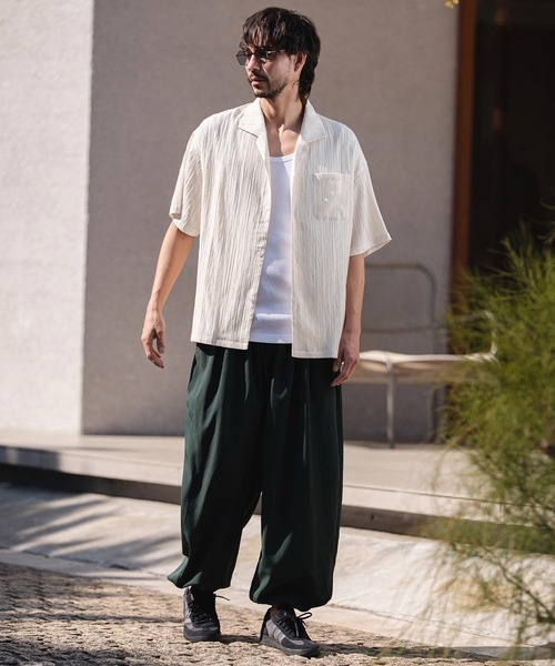 CAMBIO(カンビオ)の「mhs2621-Crinkle Fablic Open Collar Short Sleeve Shirts オープンカラー半袖シャツ(PF-261-019)(シャツ/ブラウス・メンズ・ナチュラル/ブルー/ブラック・M/L)」の17枚目の写真