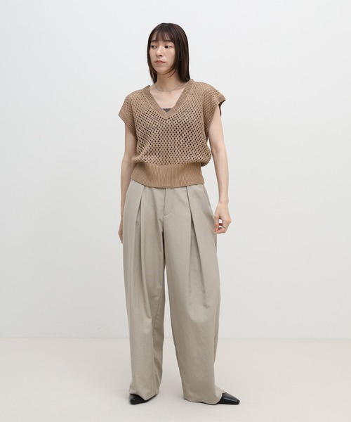 select MOCA(セレクトモカ)の「フレンチスリーブリネンタッチメッシュベスト(ベスト・レディース・アイボリー/モカ/ブラック・FREE)」の5枚目の写真