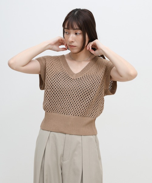 select MOCA(セレクトモカ)の「フレンチスリーブリネンタッチメッシュベスト(ベスト・レディース・アイボリー/モカ/ブラック・FREE)」の20枚目の写真