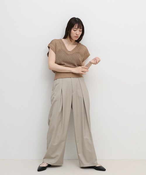 select MOCA(セレクトモカ)の「フレンチスリーブリネンタッチメッシュベスト(ベスト・レディース・アイボリー/モカ/ブラック・FREE)」の22枚目の写真