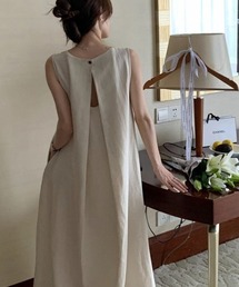 バックアクセント ノースリーブワンピース
