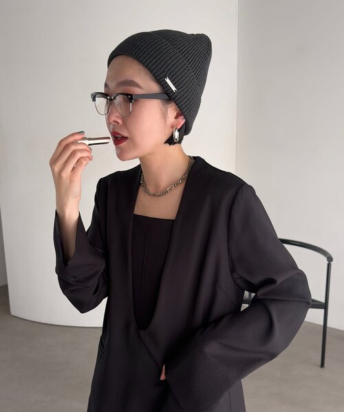 CAPRICIEUX LE'MAGE（カプリシューレマージュ）の「【tani企画】コットンビーニー（ニットキャップ/ビーニー・レディース・グレー/ブラック・FREE）」の13枚目の写真
