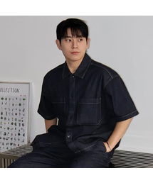 [COUTURE]ノンフェードデニムオーバーサイズ半袖シャツ