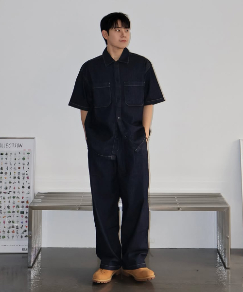 MINDBRIDGE（マインドブリッジ）の「[COUTURE]ノンフェードデニムオーバーサイズ半袖シャツ（シャツ/ブラウス・メンズ・インディゴブルー・95/100/105/110）」の2枚目の写真