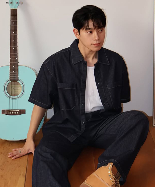 MINDBRIDGE（マインドブリッジ）の「[COUTURE]ノンフェードデニムオーバーサイズ半袖シャツ（シャツ/ブラウス・メンズ・インディゴブルー・95/100/105/110）」の3枚目の写真