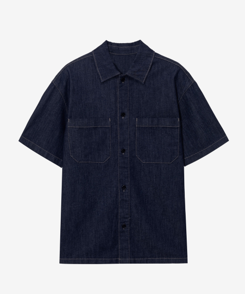 MINDBRIDGE（マインドブリッジ）の「[COUTURE]ノンフェードデニムオーバーサイズ半袖シャツ（シャツ/ブラウス・メンズ・インディゴブルー・95/100/105/110）」の7枚目の写真