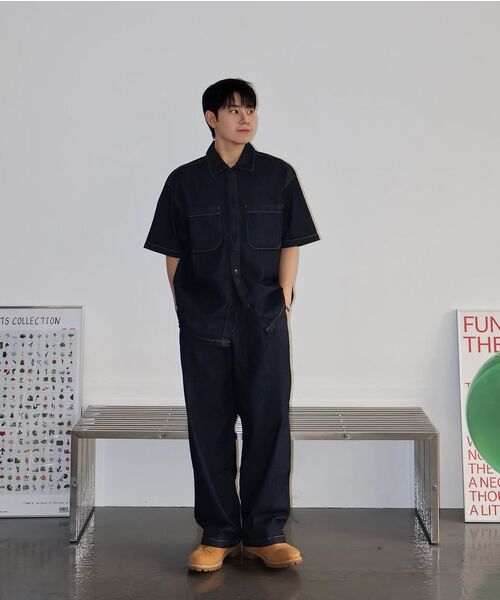 MINDBRIDGE（マインドブリッジ）の「[COUTURE]ノンフェードデニムオーバーサイズ半袖シャツ（シャツ/ブラウス・メンズ・インディゴブルー・95/100/105/110）」の14枚目の写真