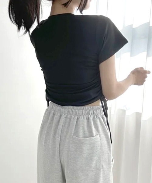 Riff（リフ）の「サイドシャーリングTシャツ 半袖（Tシャツ/カットソー・レディース・ピンク/ホワイト/グレー/ブラック・FREE）」の17枚目の写真