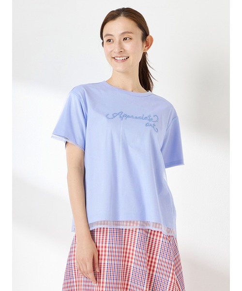 McGREGOR（マックレガー）の「【接触冷感】メッシュ刺繍Ｔシャツ（Tシャツ/カットソー・レディース・ブルー/ホワイト・L/M）」の2枚目の写真