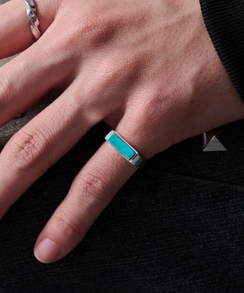 MAISON CLUB（メゾンクラブ）の「【MAISON CLUB】Square Bar Ring Silver925 KUN（リング・メンズ・ターコイズブルー/ブラック/ネイビー/ホワイト/ブラウン/グリーン・FREE）」の13枚目の写真