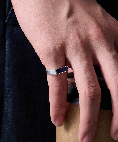 MAISON CLUB（メゾンクラブ）の「【MAISON CLUB】Square Bar Ring Silver925 KUN（リング・メンズ・ターコイズブルー/ブラック/ネイビー/ホワイト/ブラウン/グリーン・FREE）」の16枚目の写真