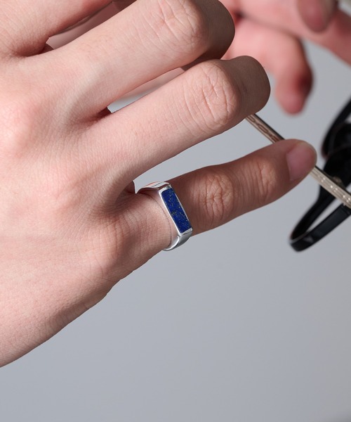 MAISON CLUB（メゾンクラブ）の「【MAISON CLUB】Square Bar Ring Silver925 KUN（リング・メンズ・ターコイズブルー/ブラック/ネイビー/ホワイト/ブラウン/グリーン・FREE）」の18枚目の写真