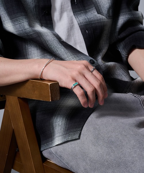 MAISON CLUB（メゾンクラブ）の「【MAISON CLUB】Square Bar Ring Silver925 KUN（リング・メンズ・ターコイズブルー/ブラック/ネイビー/ホワイト/ブラウン/グリーン・FREE）」の20枚目の写真
