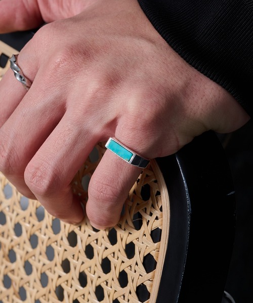 MAISON CLUB（メゾンクラブ）の「【MAISON CLUB】Square Bar Ring Silver925 KUN（リング・メンズ・ターコイズブルー/ブラック/ネイビー/ホワイト/ブラウン/グリーン・FREE）」の11枚目の写真