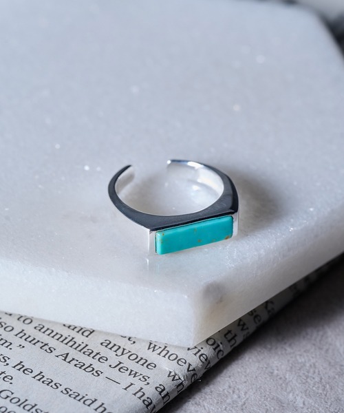 MAISON CLUB（メゾンクラブ）の「【MAISON CLUB】Square Bar Ring Silver925 KUN（リング・メンズ・ターコイズブルー/ブラック/ネイビー/ホワイト/ブラウン/グリーン・FREE）」の14枚目の写真
