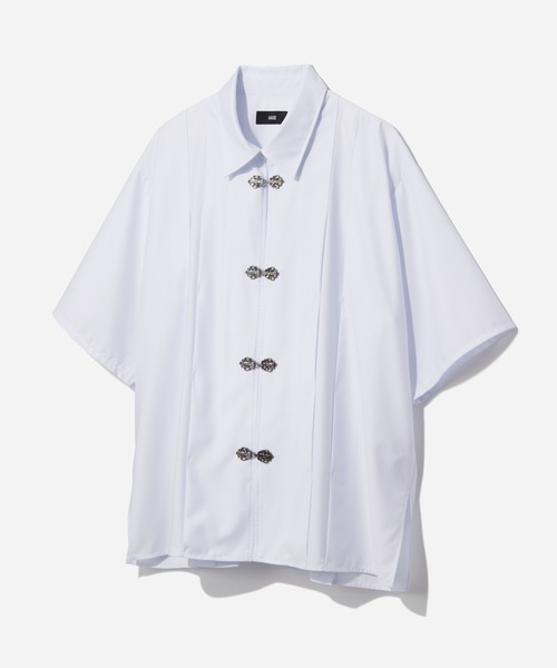 HARE(ハレ)の「【SET UP対応】YOSEタックメタルボタンシャツ(HARE)(シャツ/ブラウス・メンズ・ベージュ/グレー系その他/ブラック/ホワイト・FREE)」の2枚目の写真