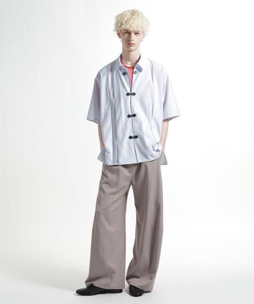 HARE(ハレ)の「【SET UP対応】YOSEタックメタルボタンシャツ(HARE)(シャツ/ブラウス・メンズ・ベージュ/グレー系その他/ブラック/ホワイト・FREE)」の6枚目の写真