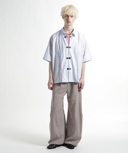 HARE(ハレ)の「【SET UP対応】YOSEタックメタルボタンシャツ(HARE)(シャツ/ブラウス・メンズ・ベージュ/グレー系その他/ブラック/ホワイト・FREE)」の7枚目の写真