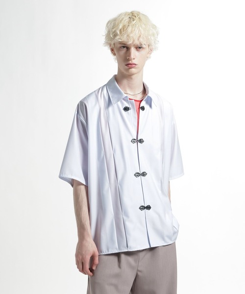 HARE(ハレ)の「【SET UP対応】YOSEタックメタルボタンシャツ(HARE)(シャツ/ブラウス・メンズ・ベージュ/グレー系その他/ブラック/ホワイト・FREE)」の20枚目の写真