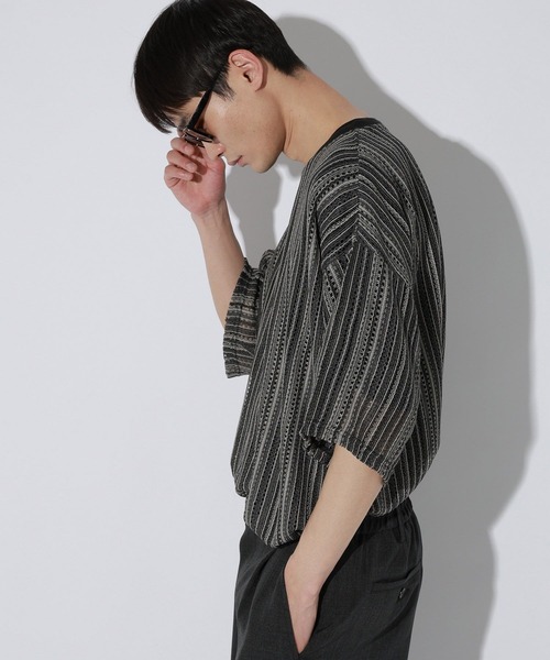 LAKOLE(ラコレ)の「スカシレースアンサンブルTシャツ / 665048(Tシャツ/カットソー・メンズ・ライトグレー/ブラウン/アイボリー/ブラック/グリーン・X-LARGE/LARGE/MEDIUM)」の16枚目の写真