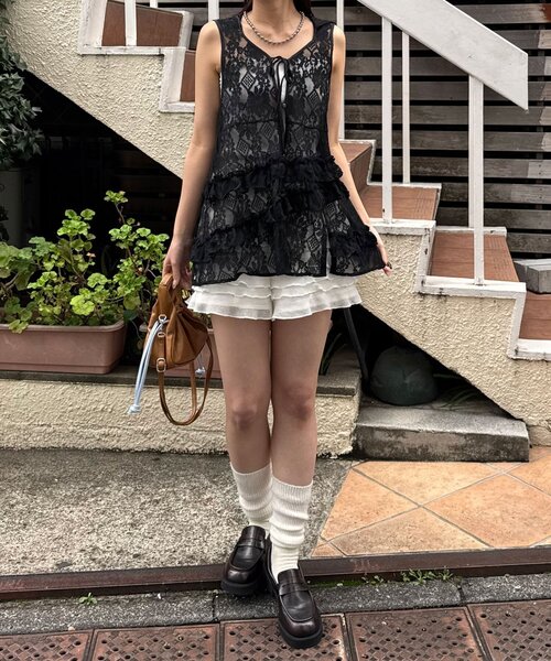 CIAOPANIC（チャオパニック）の「フリフリレースフードベスト（シャツ/ブラウス・レディース・ホワイト/ボルドー/ブラック・ONE SIZE）」の17枚目の写真