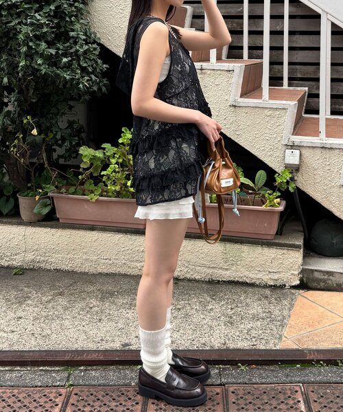 CIAOPANIC（チャオパニック）の「フリフリレースフードベスト（シャツ/ブラウス・レディース・ホワイト/ボルドー/ブラック・ONE SIZE）」の18枚目の写真