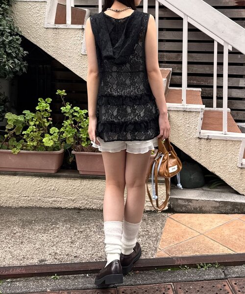 CIAOPANIC（チャオパニック）の「フリフリレースフードベスト（シャツ/ブラウス・レディース・ホワイト/ボルドー/ブラック・ONE SIZE）」の19枚目の写真