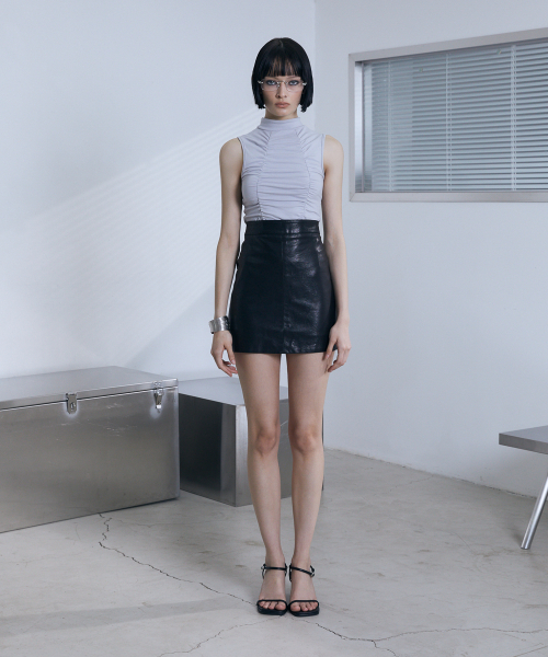 VOONT(ブント)の「Shirring High Neck Sleeveless (SKY BLUE)(Tシャツ/カットソー・レディース・スカイブルー・OS)」の2枚目の写真