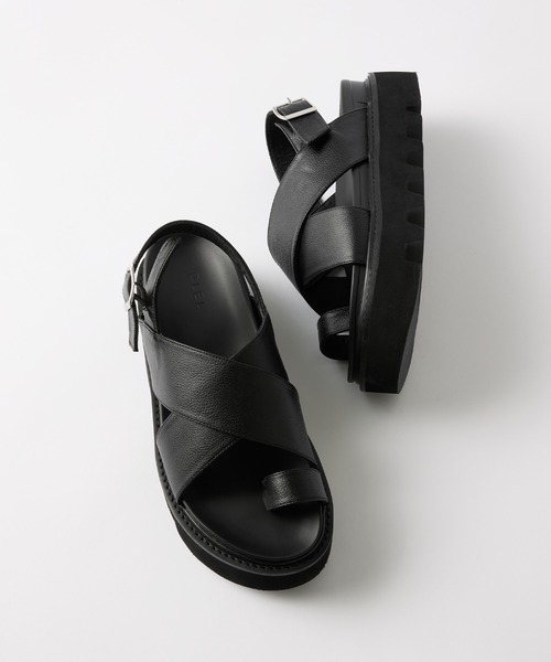 CLEL(クレイル)の「【CLEL】Cow Leather/High Sole Leather Sandals / 牛革/ハイソール レザーサンダル(+6cm)(サンダル・メンズ・ブラック・XS/S/M/L/XL)」の3枚目の写真