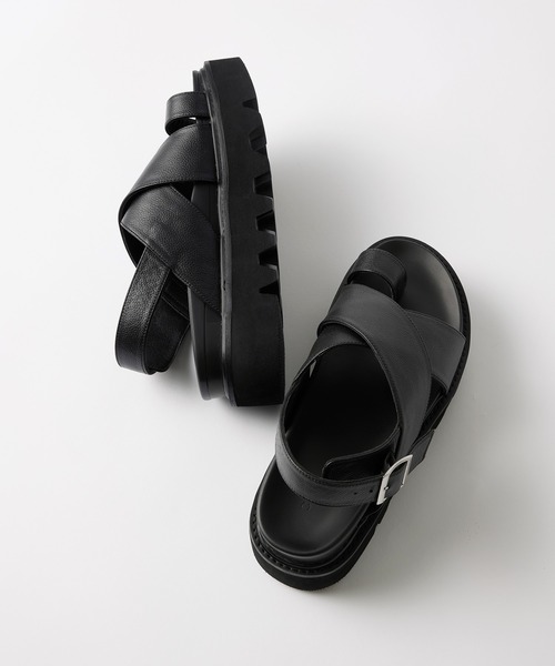 CLEL(クレイル)の「【CLEL】Cow Leather/High Sole Leather Sandals / 牛革/ハイソール レザーサンダル(+6cm)(サンダル・メンズ・ブラック・XS/S/M/L/XL)」の4枚目の写真