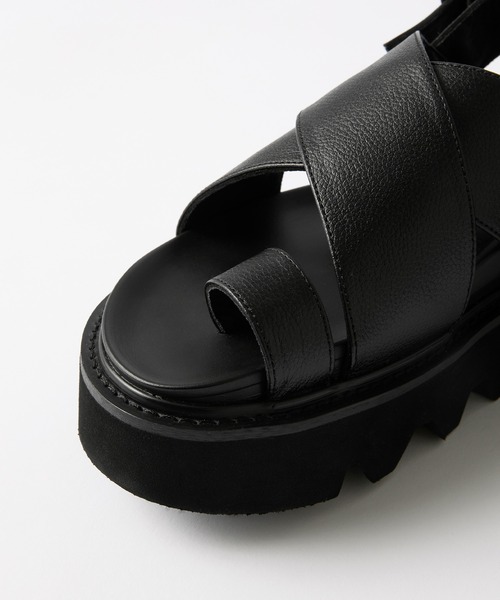 CLEL(クレイル)の「【CLEL】Cow Leather/High Sole Leather Sandals / 牛革/ハイソール レザーサンダル(+6cm)(サンダル・メンズ・ブラック・XS/S/M/L/XL)」の17枚目の写真