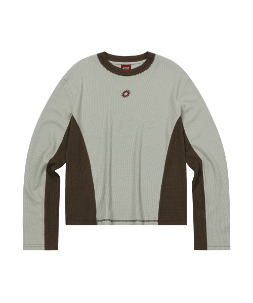 S'EST(エスイーエスティー)の「Panel Sleeve Olive(Tシャツ/カットソー・メンズ・オリーブ・MEDIUM/SMALL)」の1枚目の写真