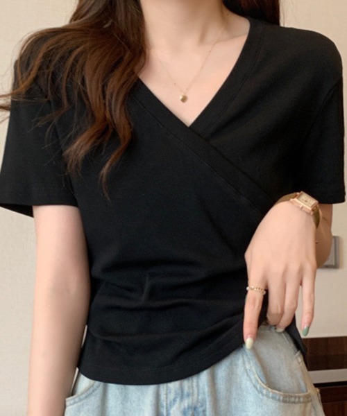 mielu（ミエル）の「クロスデザインリブニット（ニット/セーター・レディース・ホワイト/ブラック・MEDIUM/LARGE）」の4枚目の写真