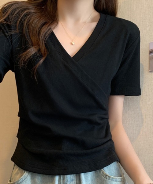 mielu（ミエル）の「クロスデザインリブニット（ニット/セーター・レディース・ホワイト/ブラック・MEDIUM/LARGE）」の6枚目の写真