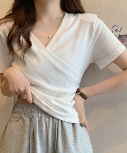 mielu（ミエル）の「クロスデザインリブニット（ニット/セーター・レディース・ホワイト/ブラック・MEDIUM/LARGE）」の8枚目の写真
