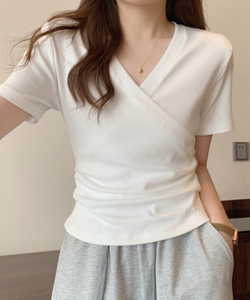 mielu（ミエル）の「クロスデザインリブニット（ニット/セーター・レディース・ホワイト/ブラック・MEDIUM/LARGE）」の9枚目の写真