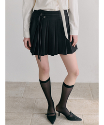 Double Pleats Skirt, Black