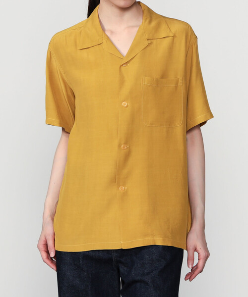 STYLE EYES(スタイルアイズ)の「STYLE EYES | 〈別注〉レーヨン ボウリングシャツ PLANE WOMEN(シャツ/ブラウス・レディース・ピンク/マスタード/グリーン系その他/ブラック/オフホワイト・S)」の5枚目の写真