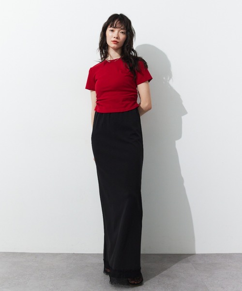 HANNE（アン）の「サイドギャザーコンパクトTEE（Tシャツ/カットソー・レディース・レッド/ホワイト/ブラック/グリーン/ブラウン・FREE）」の17枚目の写真