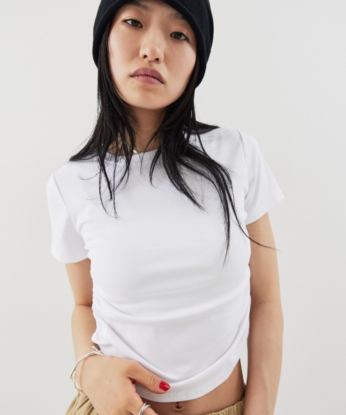 HANNE（アン）の「サイドギャザーコンパクトTEE（Tシャツ/カットソー・レディース・レッド/ホワイト/ブラック/グリーン/ブラウン・FREE）」の22枚目の写真