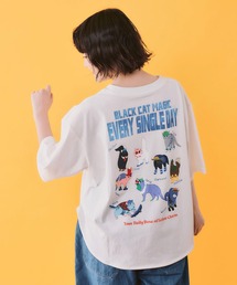 ScoLar | ScoLar(スカラー) ブラックキャットマジック柄 接触冷感Tシャツ(Tシャツ/カットソー)