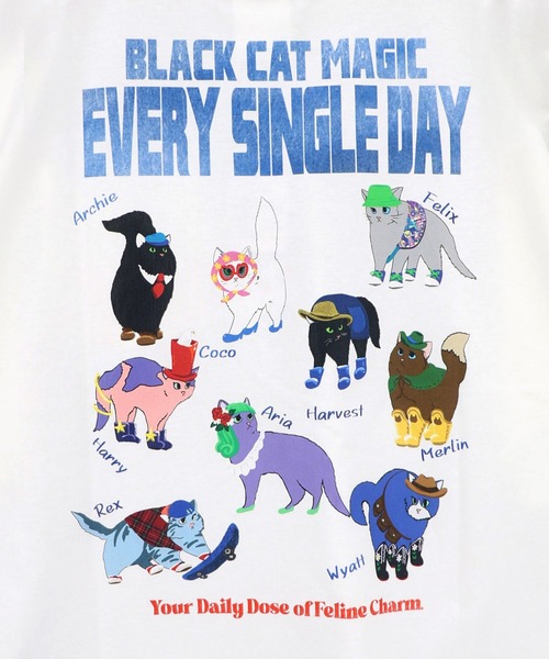 ScoLar(スカラー)の「ScoLar(スカラー) ブラックキャットマジック柄 接触冷感Tシャツ(Tシャツ/カットソー・レディース・ブラック/グリーン/ライトブルー/オフホワイト・MEDIUM)」の13枚目の写真