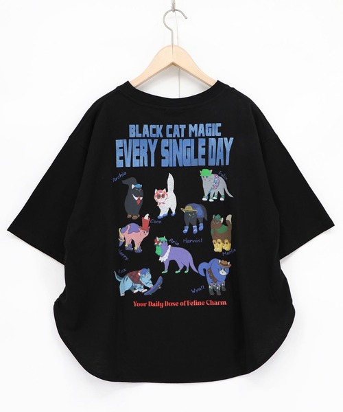 ScoLar(スカラー)の「ScoLar(スカラー) ブラックキャットマジック柄 接触冷感Tシャツ(Tシャツ/カットソー・レディース・ブラック/グリーン/ライトブルー/オフホワイト・MEDIUM)」の15枚目の写真