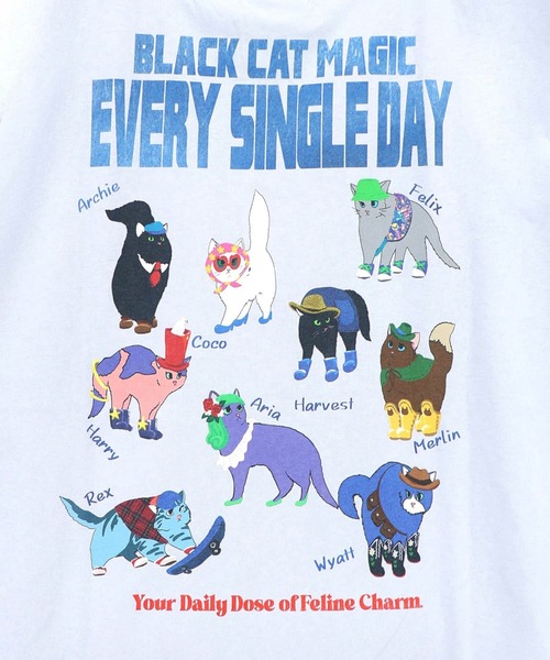 ScoLar(スカラー)の「ScoLar(スカラー) ブラックキャットマジック柄 接触冷感Tシャツ(Tシャツ/カットソー・レディース・ブラック/グリーン/ライトブルー/オフホワイト・MEDIUM)」の19枚目の写真